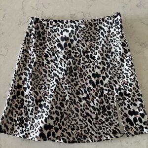Princess Polly Black and White A-Line Mini Skirt with Slit